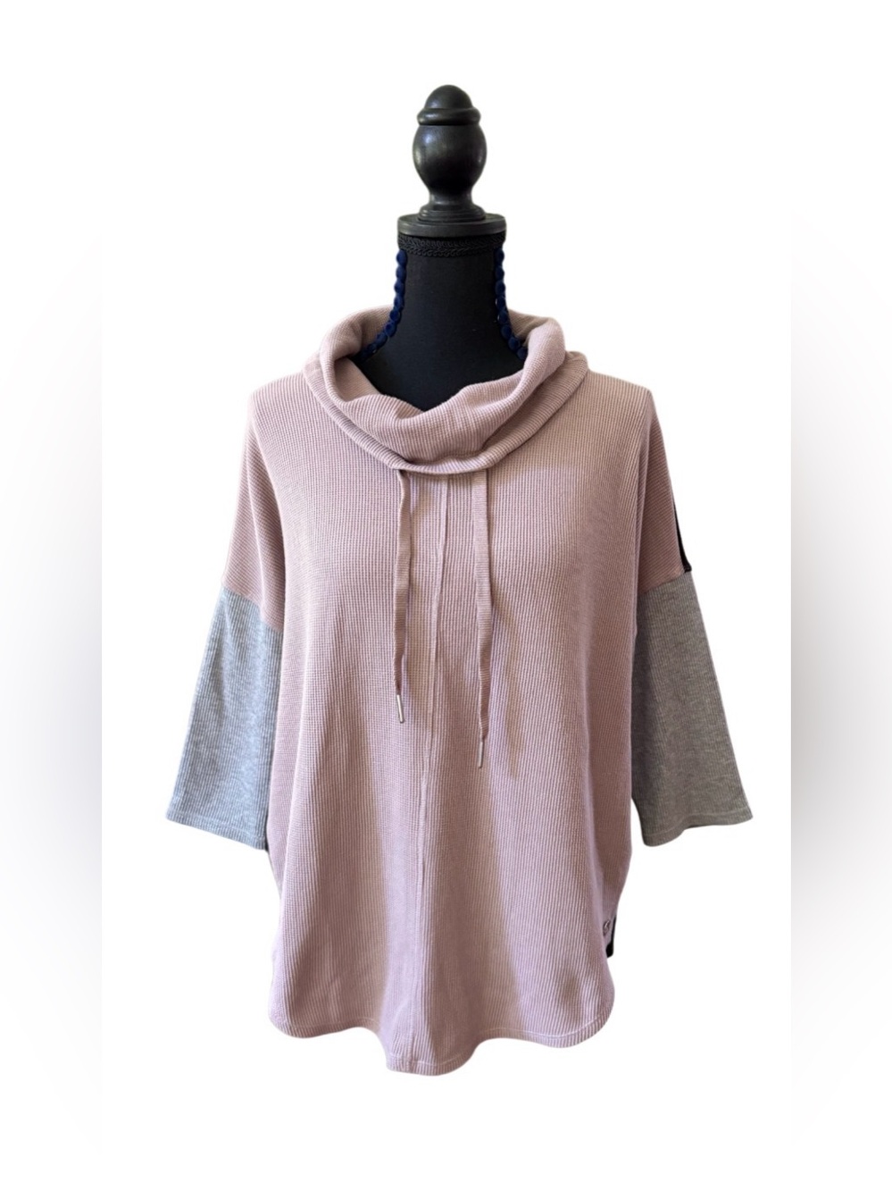 Calvin Klein Performance Cowl Neck Stretch Sweater - Pink, Black & Gray